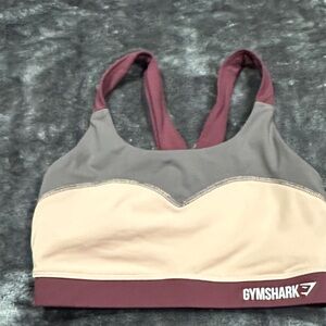 Gymshark Women's Two-Tone Sports Bra - Gray / burgundy/ peach